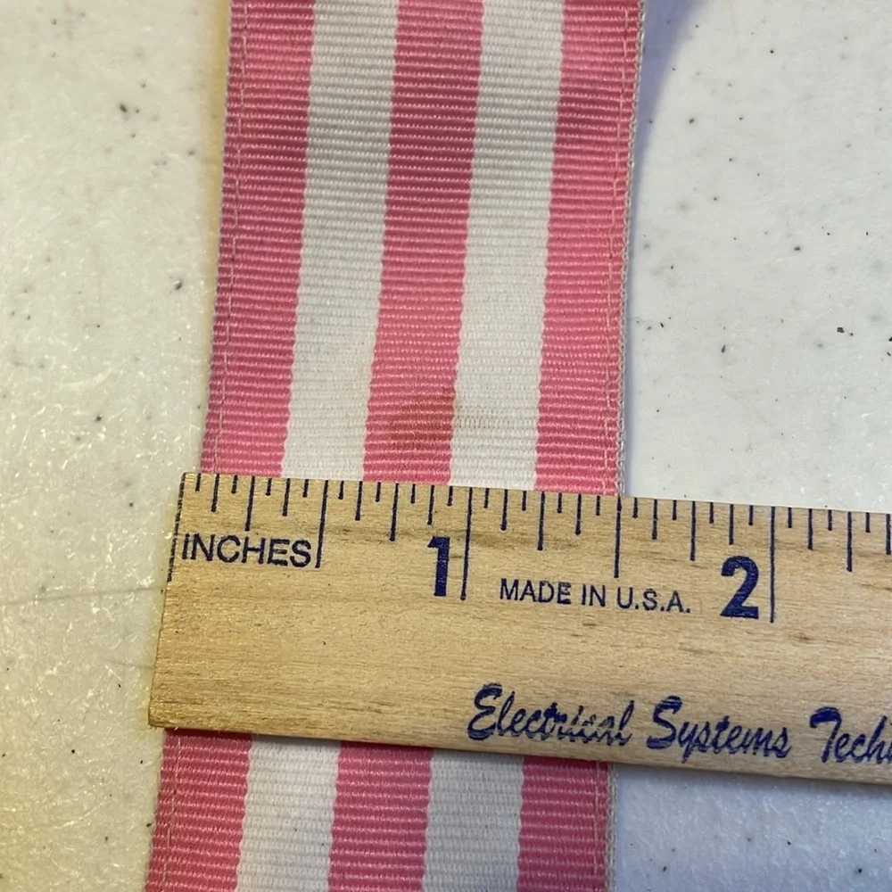 Pink & White Striped Kids Double-D Ring Belt (Approx. 41” not including buckle)